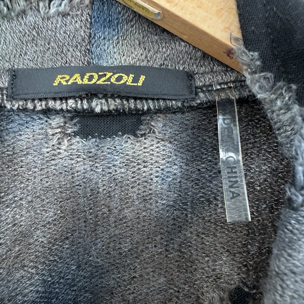Radzoli Jacket Womens 2X Asymmetric Zip Gray Multicolor Distressed Art Lagenlook - Picture 3 of 9